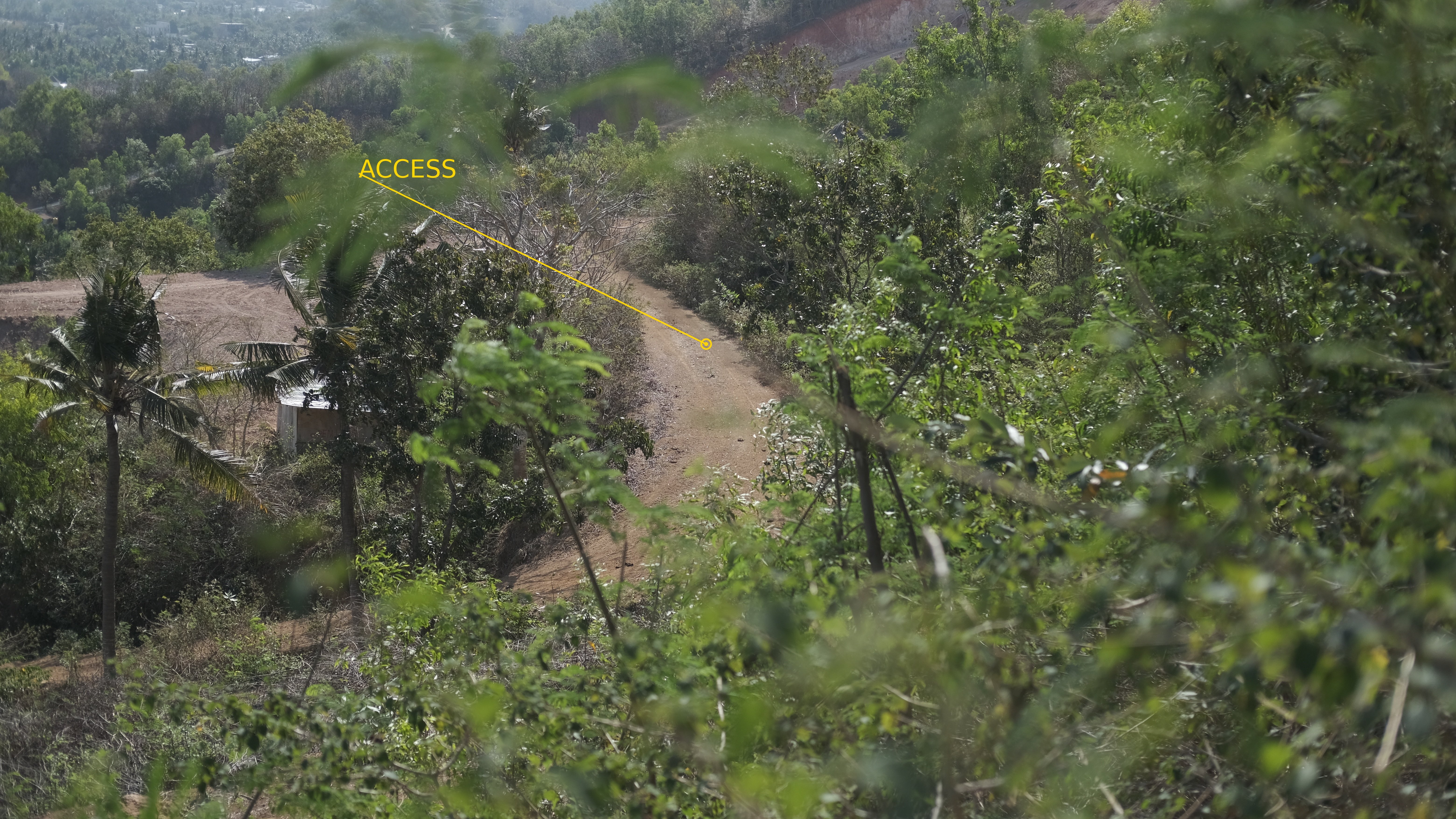 Le chemin d’accès au terrain de Blue Horizon, Kuta Lombok